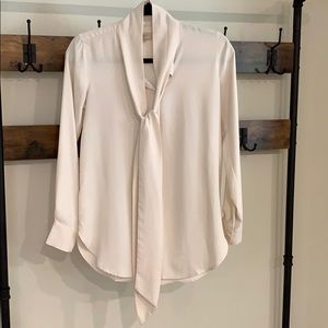 Loft cream color blouse with tie XXS petite